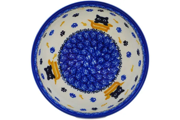 Polish Pottery 6" Bowl Cat In A Box