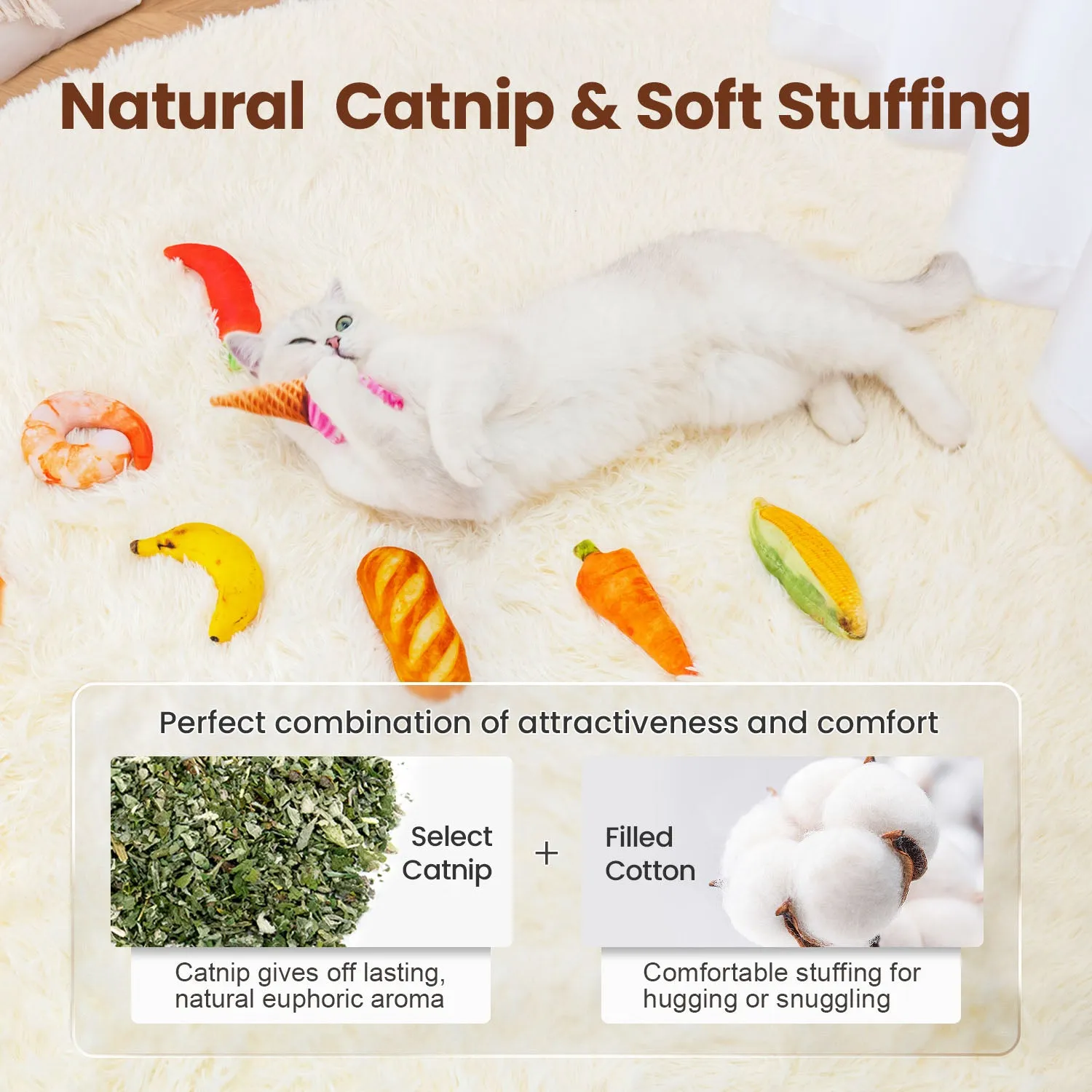 Potaroma Cat Toys Days of The Week Food Style Catnip Toys 7Pcs