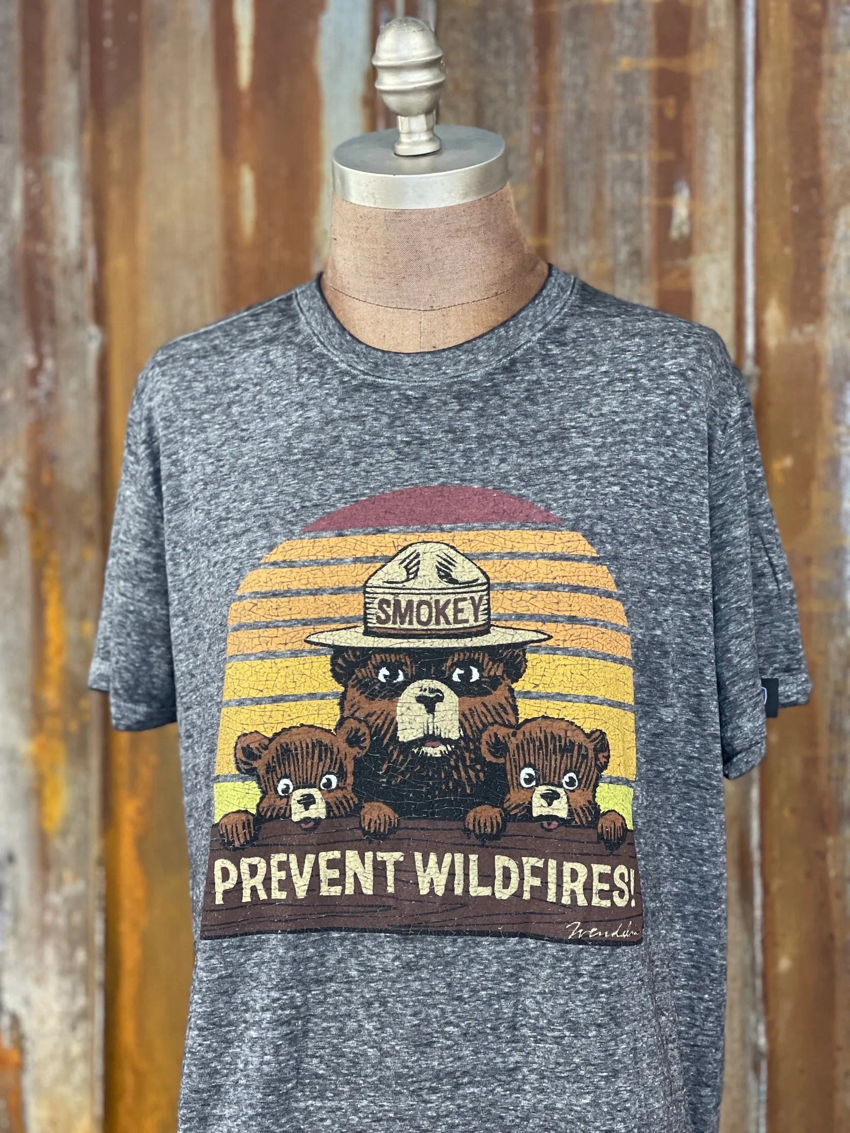 Smokey Bear & Cubs LUXE Tee- Charcoal Grey CLEARANCE