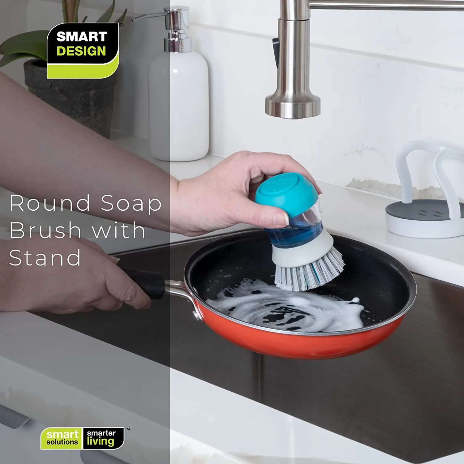 Soap Dispensing Palm Brush and Stand