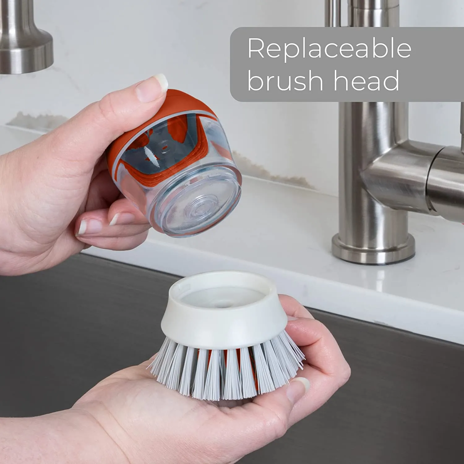 Soap Dispensing Palm Brush and Stand