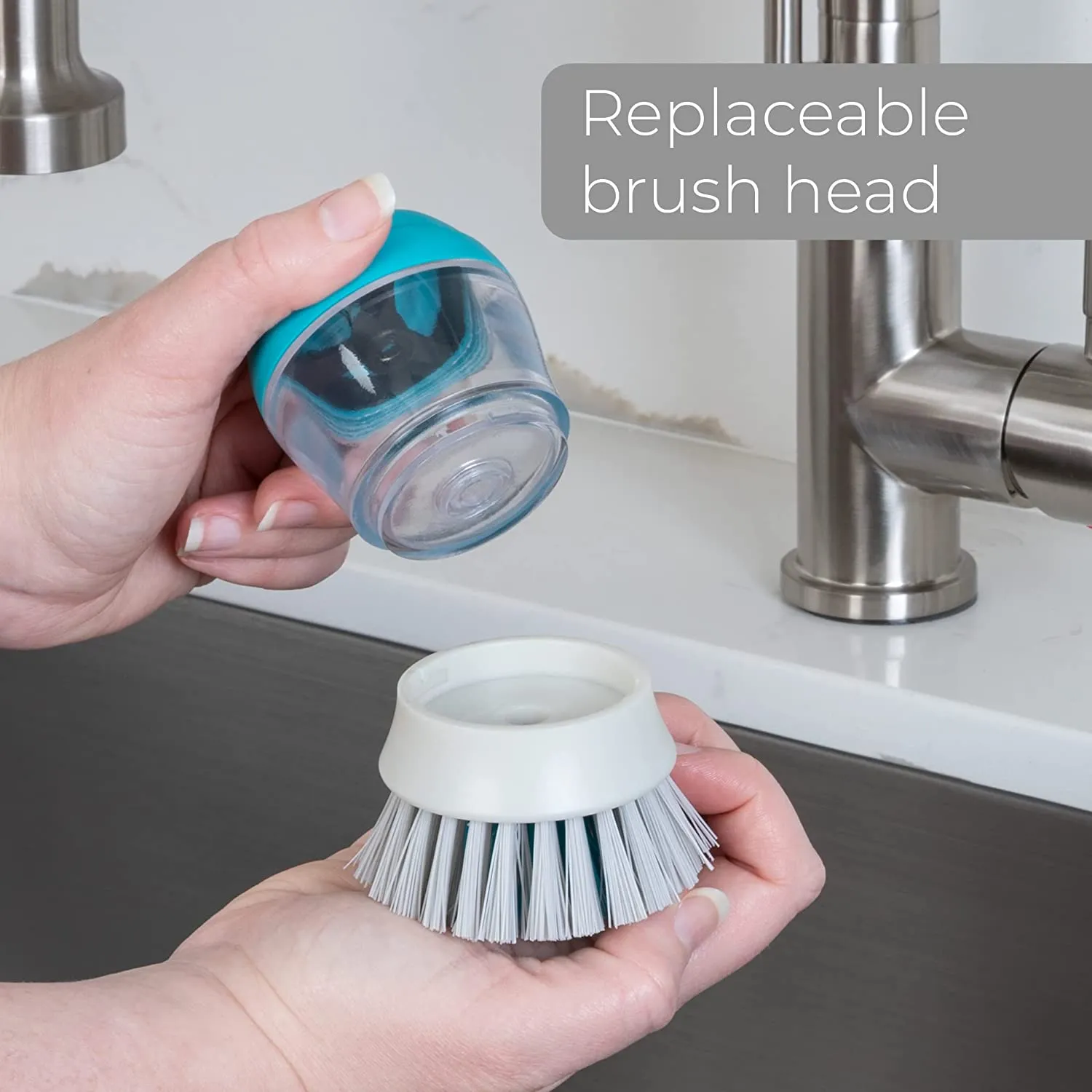 Soap Dispensing Palm Brush and Stand