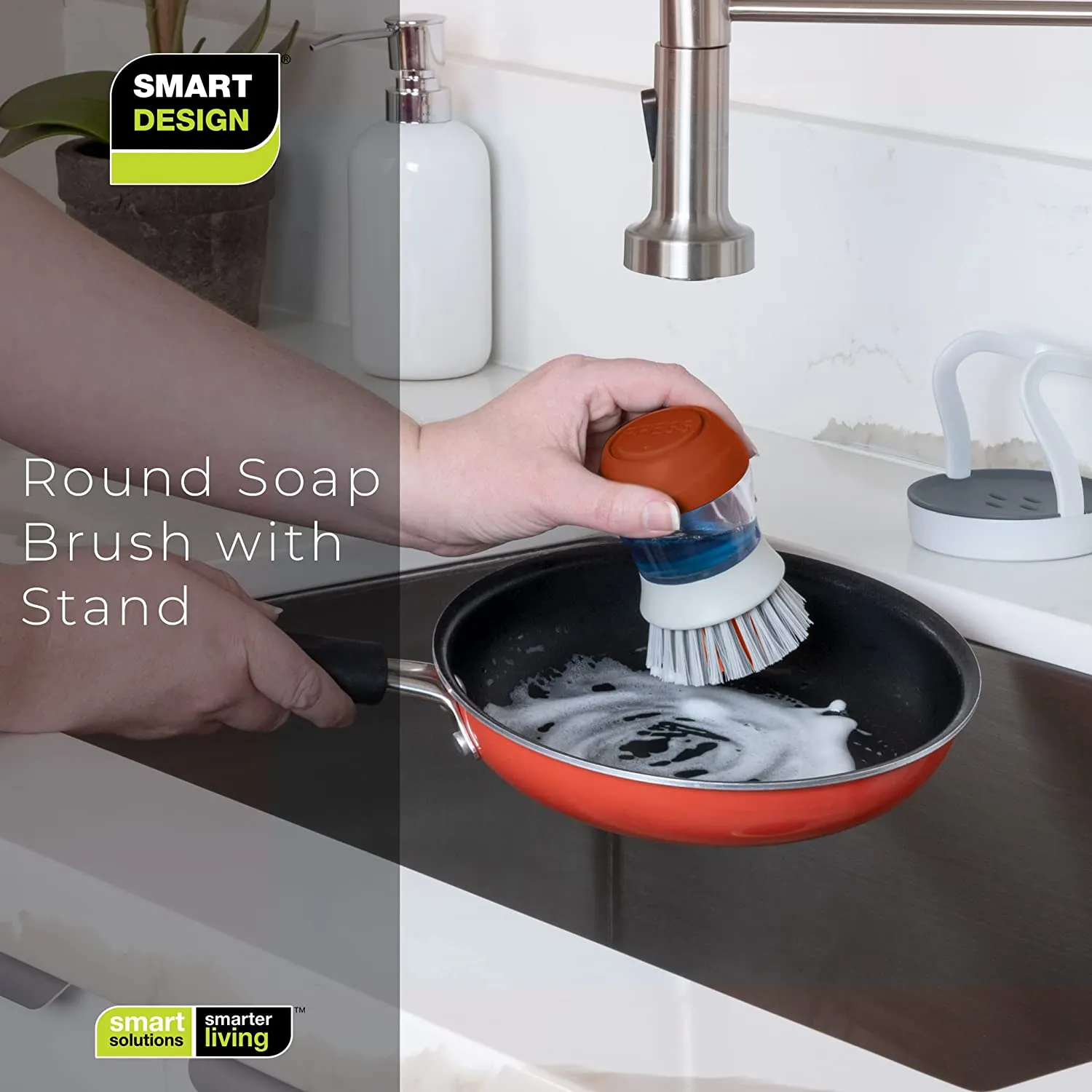 Soap Dispensing Palm Brush and Stand