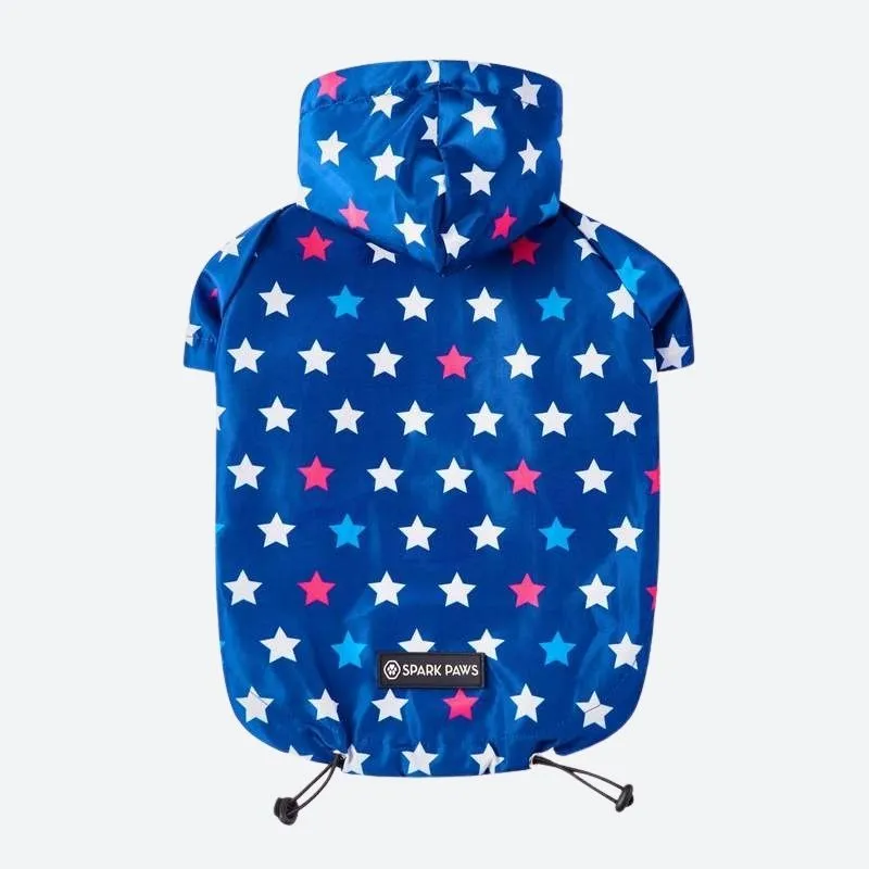 Star Print Reflective Dog Raincoat