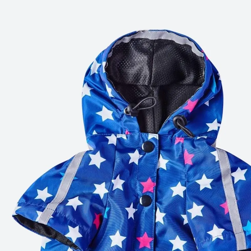 Star Print Reflective Dog Raincoat