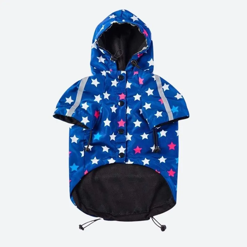 Star Print Reflective Dog Raincoat