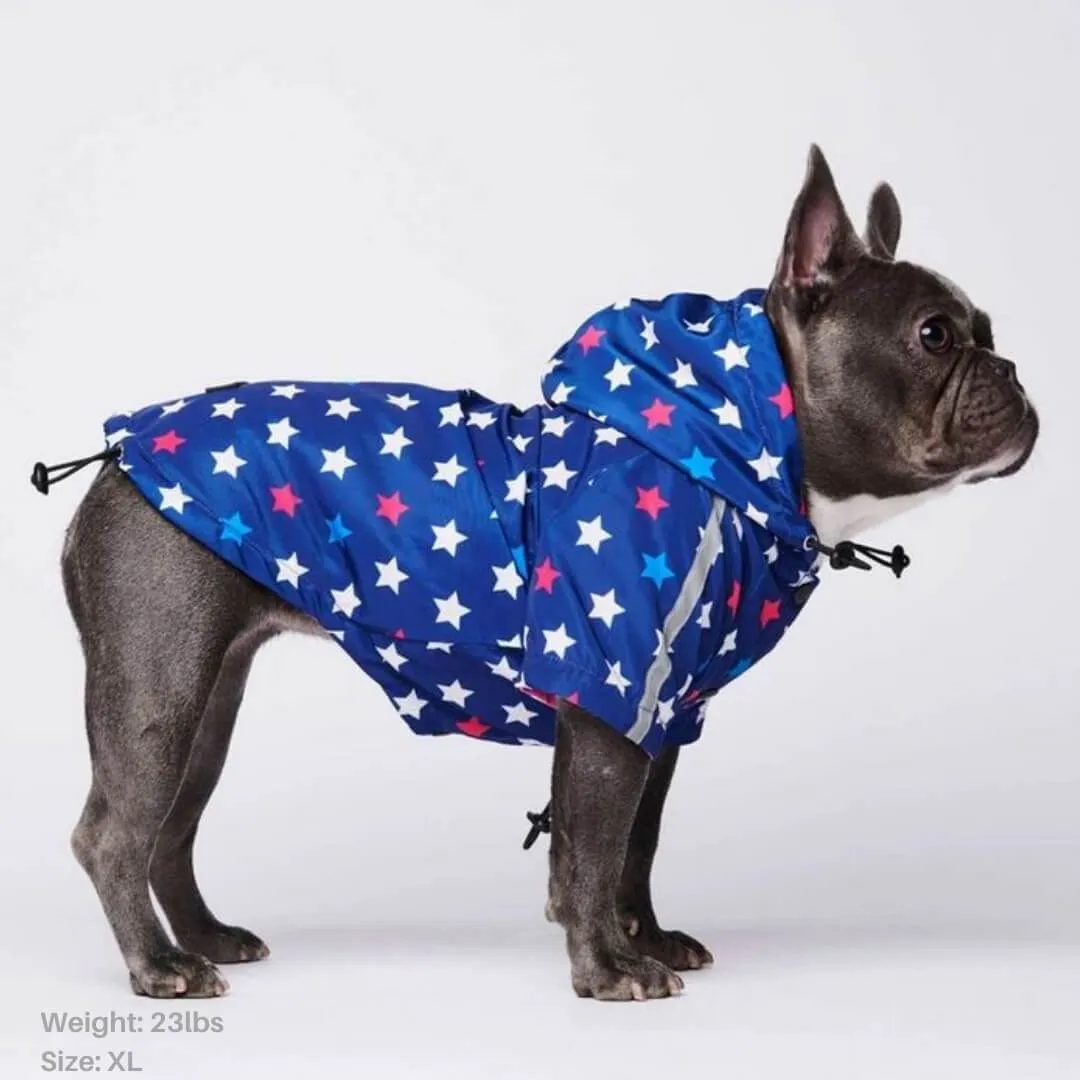 Star Print Reflective Dog Raincoat