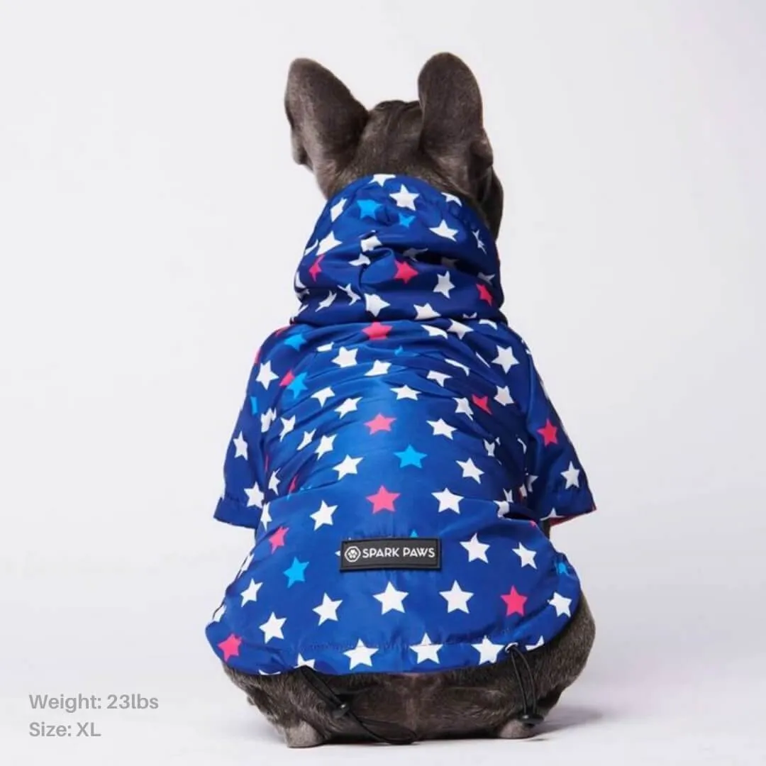 Star Print Reflective Dog Raincoat