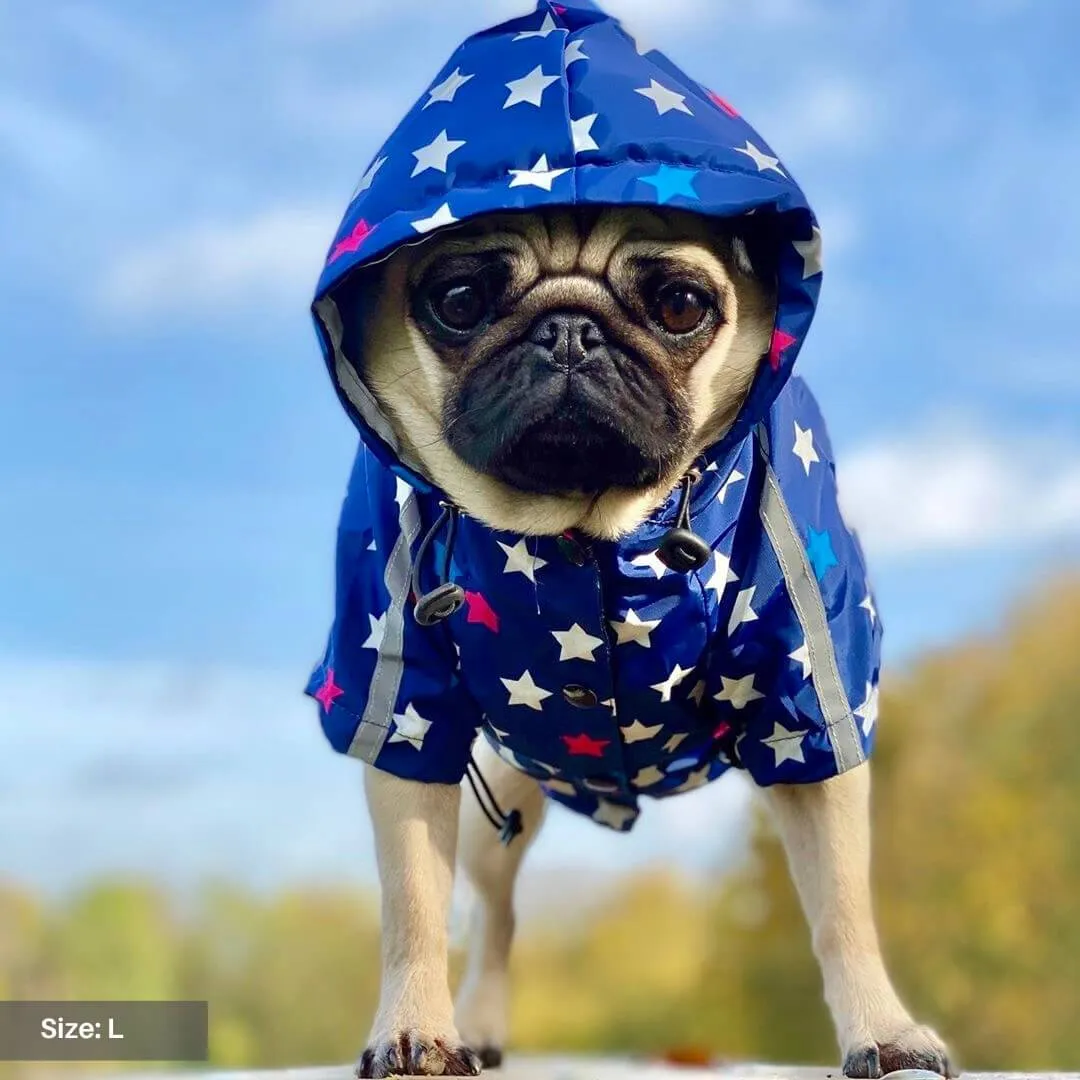 Star Print Reflective Dog Raincoat