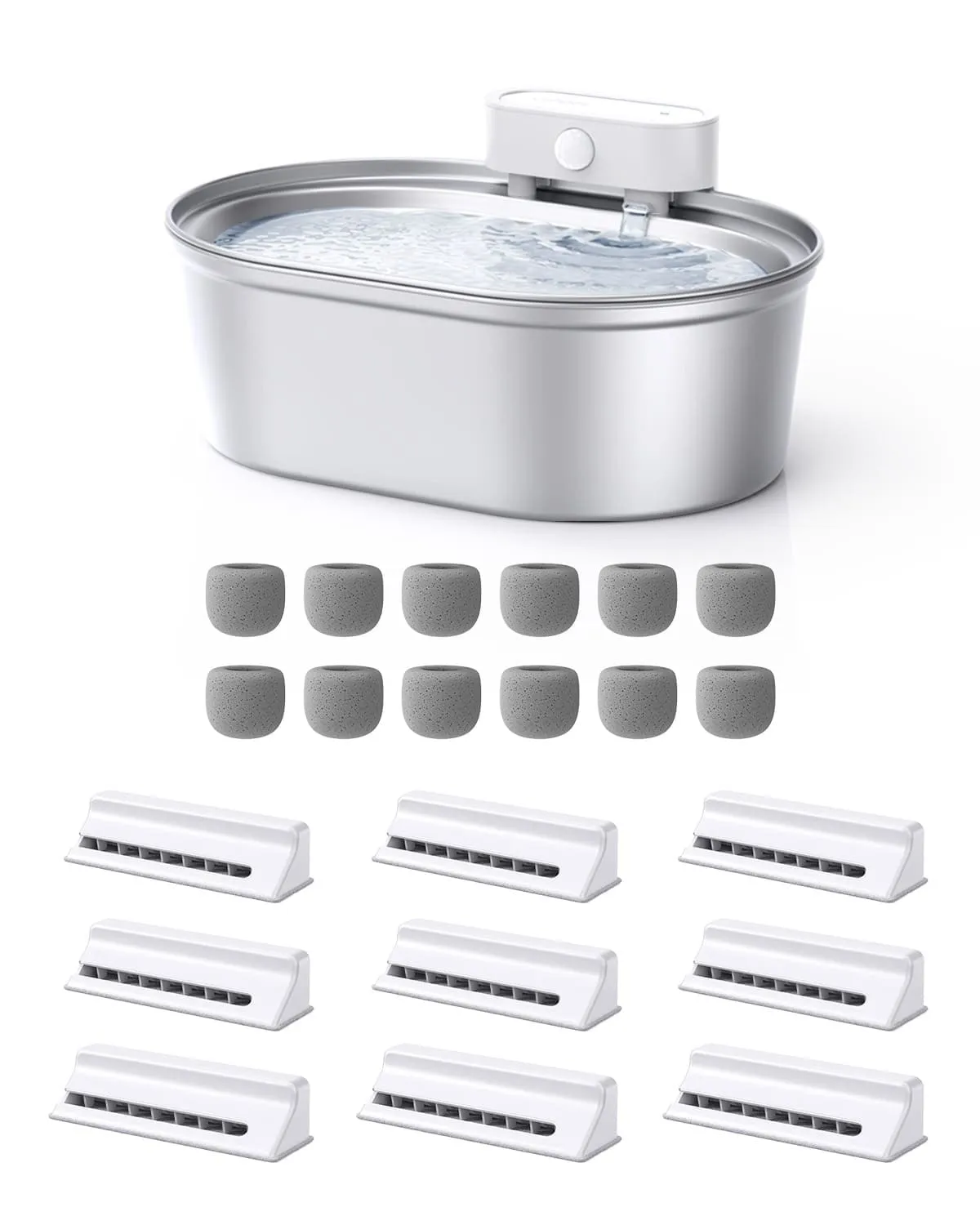 Uah Pet Stainless Steel Cordless Pet Water Fountain