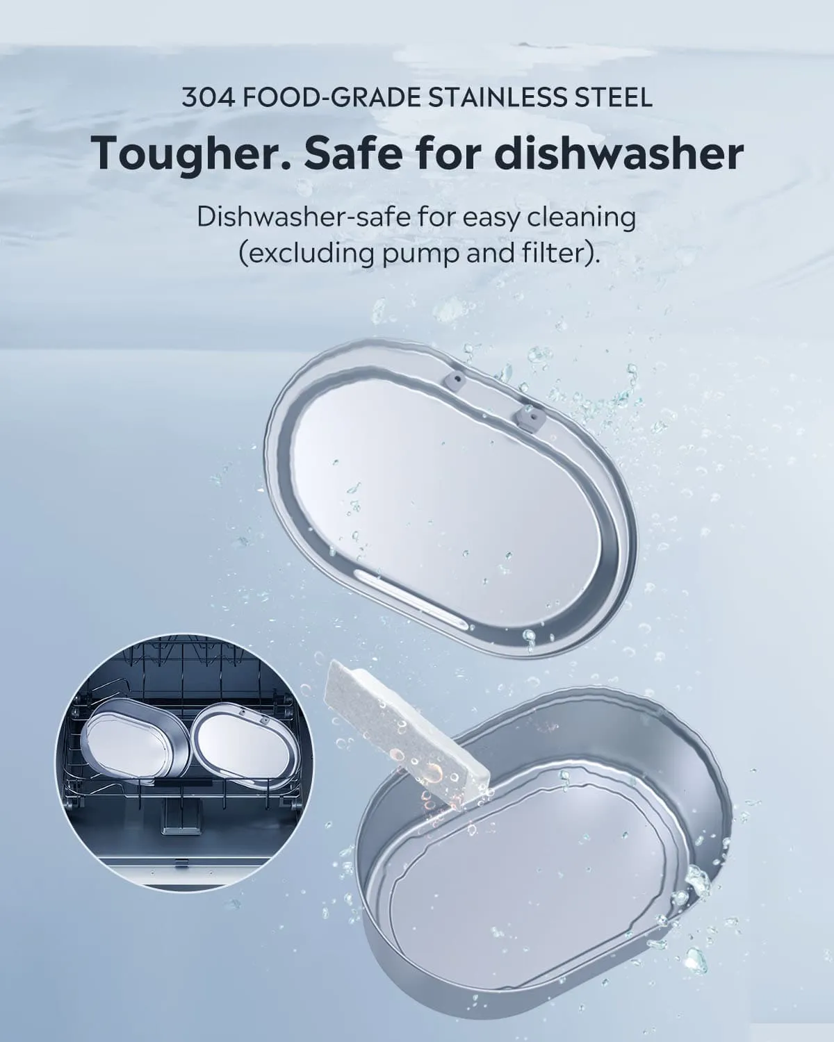 Uah Pet Stainless Steel Cordless Pet Water Fountain