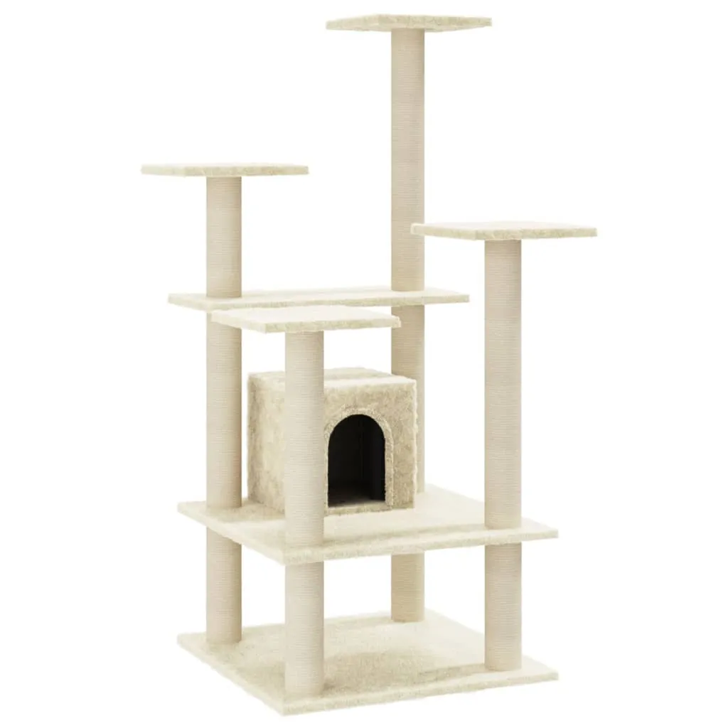 vidaXL Cat Tree with Sisal Scratching Posts Cream 110 cm