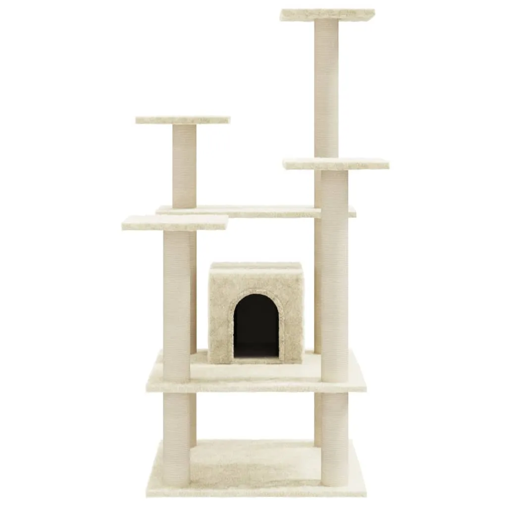vidaXL Cat Tree with Sisal Scratching Posts Cream 110 cm