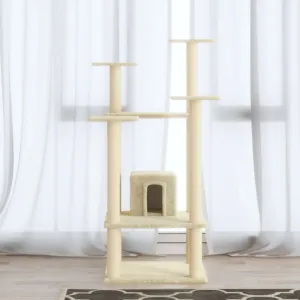 vidaXL Cat Tree with Sisal Scratching Posts Cream 110 cm