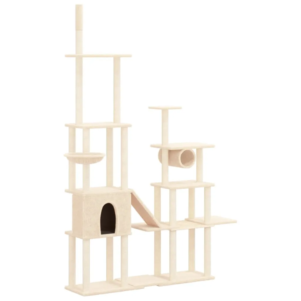 vidaXL Cat Tree with Sisal Scratching Posts Cream 279 cm