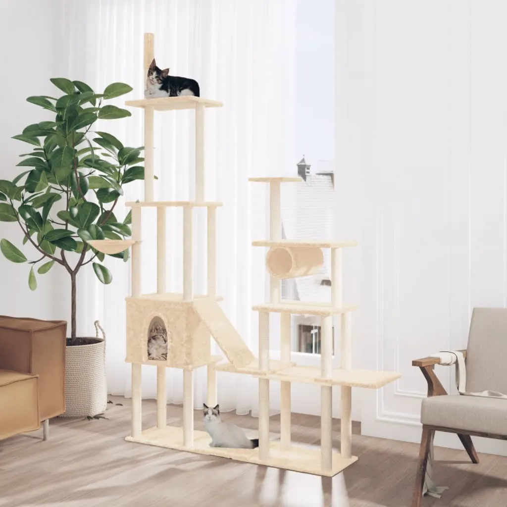 vidaXL Cat Tree with Sisal Scratching Posts Cream 279 cm