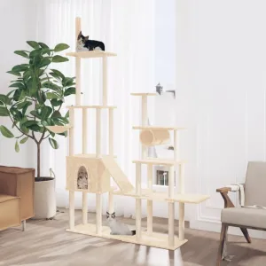 vidaXL Cat Tree with Sisal Scratching Posts Cream 279 cm