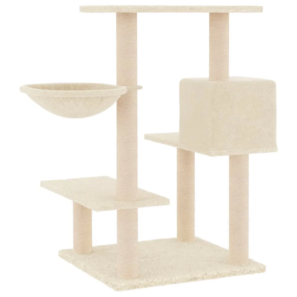 vidaXL Cat Tree with Sisal Scratching Posts Cream 82.5 cm