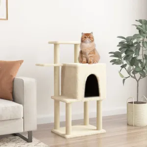 vidaXL Cat Tree with Sisal Scratching Posts Cream 97 cm